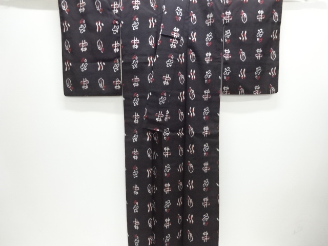  大正ロマン　抽象花模様織り出しお召着物